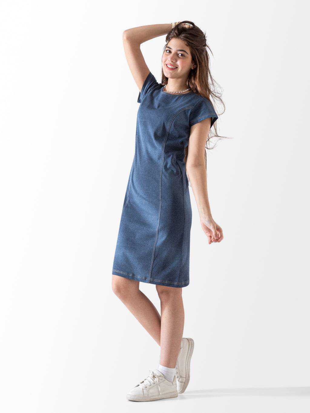 Casual Denim Cotton Dress – Women