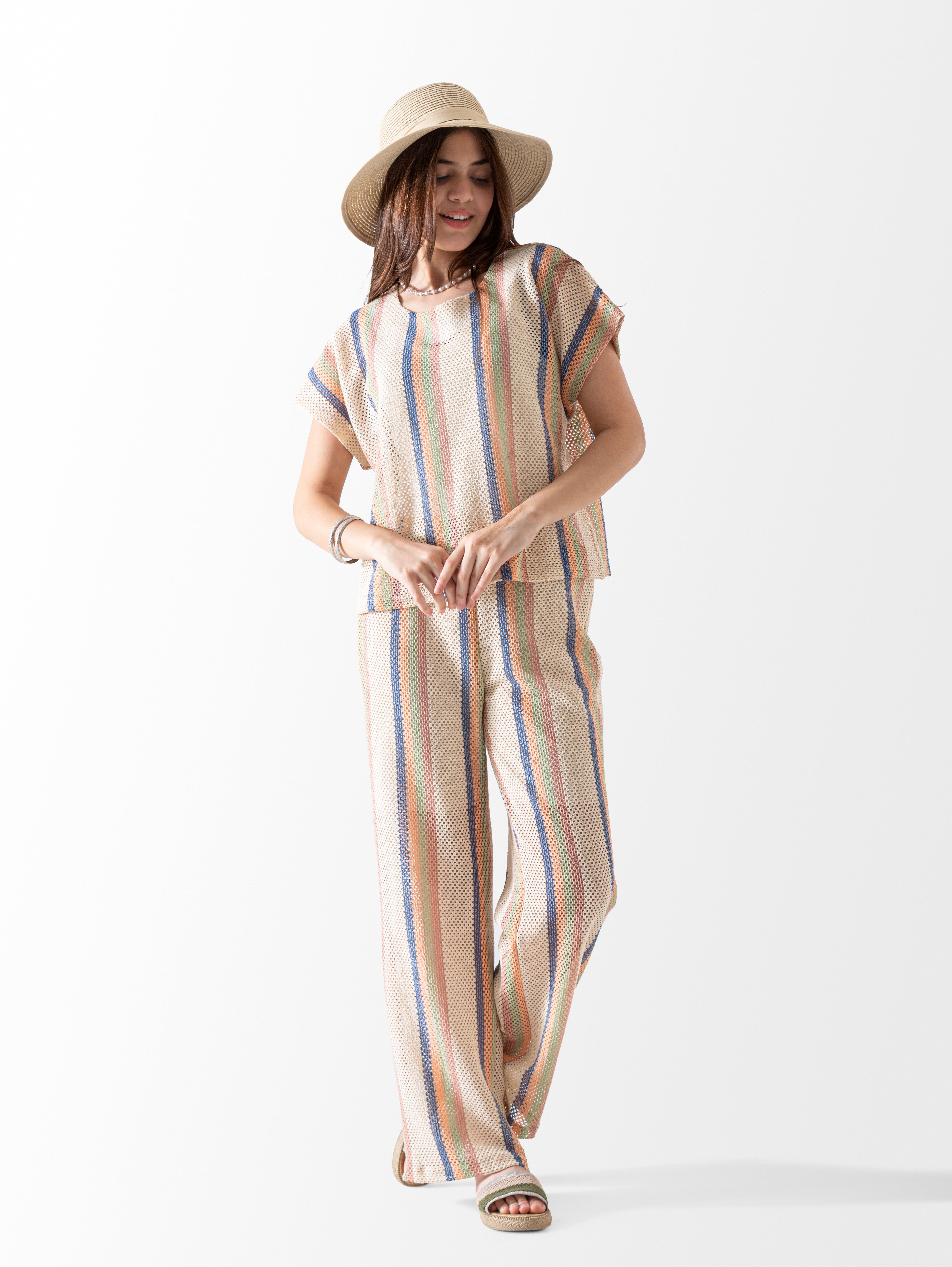 Summer Striped Net Set – Women