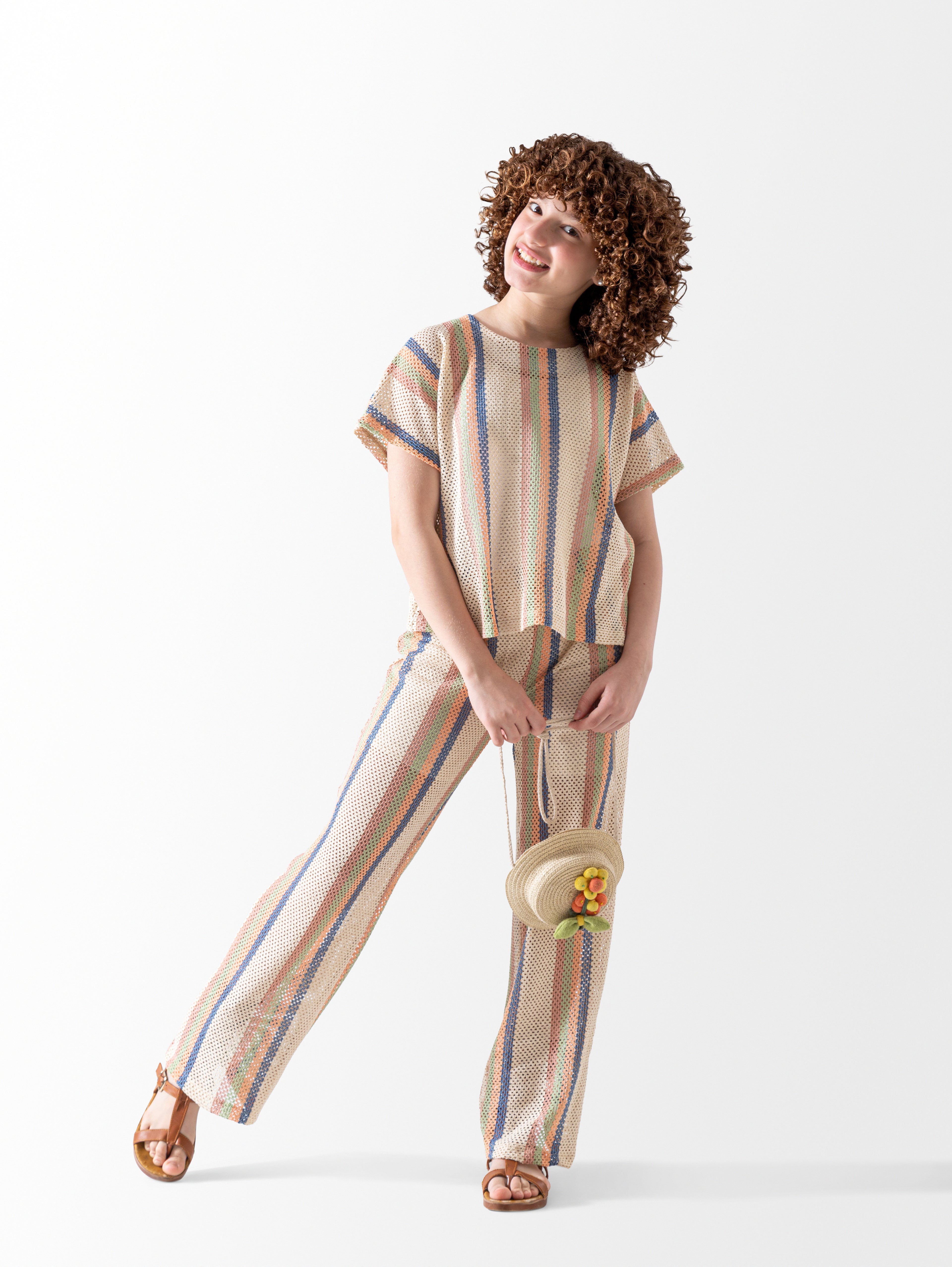 Summer Striped Net Set – Girls