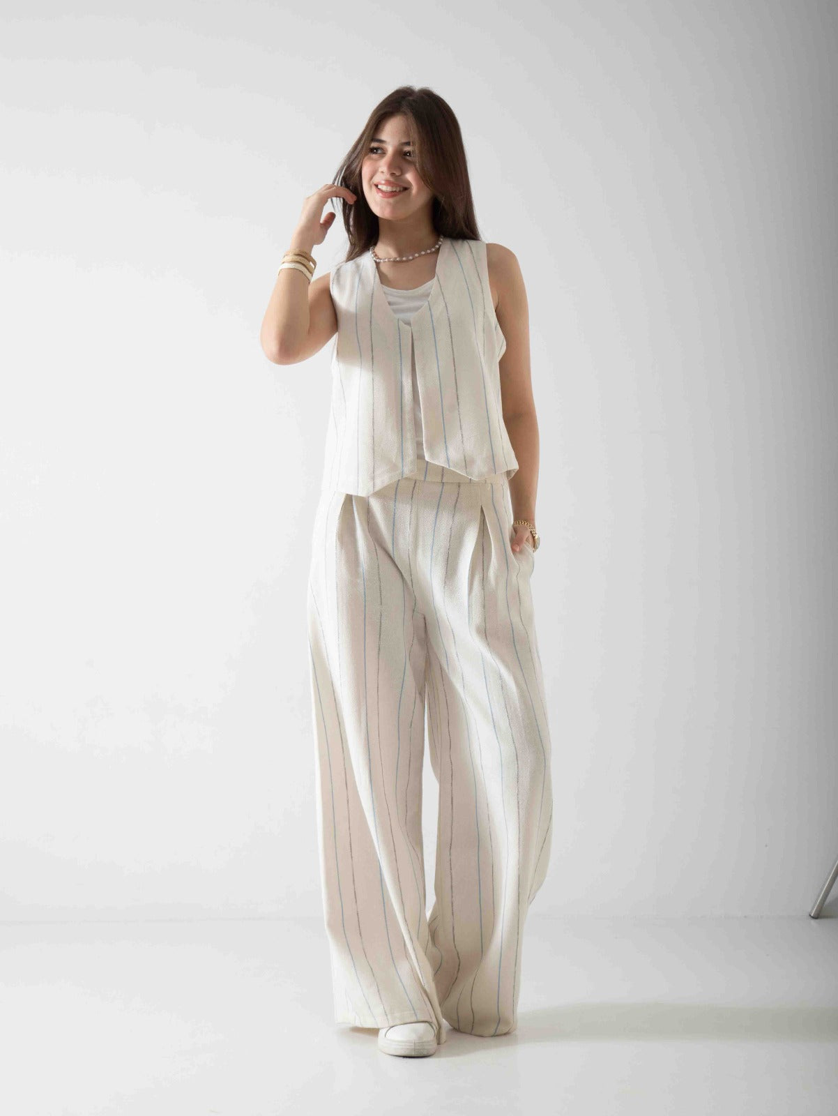 Striped Linen Casual Set – Women